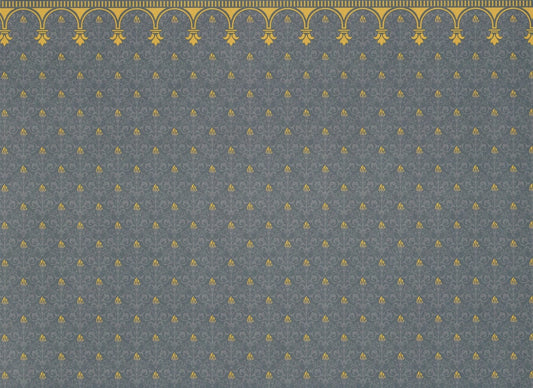 Dollhouse Miniature Wallpaper Brodnax Victorian Blue & Gold "Flambeau" 1:12 Scale - Miniature Crush
