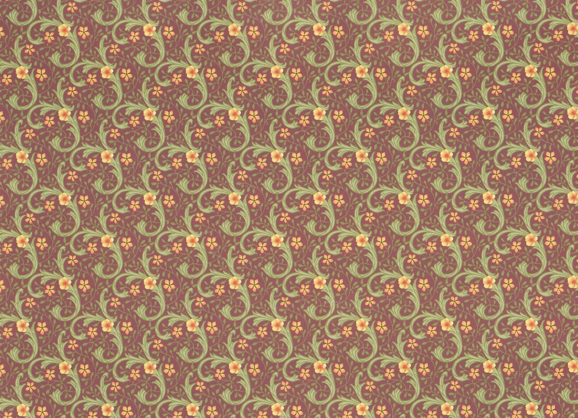 Dollhouse Miniature Wallpaper Brodnax Victorian Ravenhurst Maroon and Green 1:12 Scale - Miniature Crush