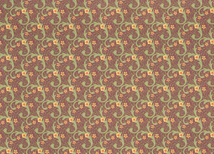 Dollhouse Miniature Wallpaper Brodnax Victorian Ravenhurst Maroon and Green 1:12 Scale - Miniature Crush