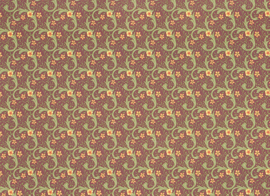 Dollhouse Miniature Wallpaper Brodnax Victorian Ravenhurst Maroon and Green 1:12 Scale - Miniature Crush