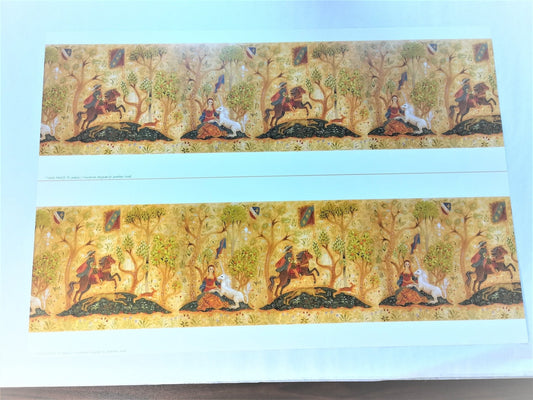 Dollhouse Miniature Wallpaper Tudor Style Frieze 1:12 Scale Unicorn Horse Trees - Miniature Crush