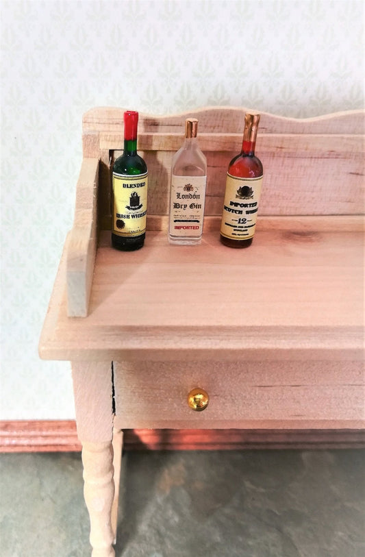 Dollhouse Miniature Whiskey & Gin Bottles x3 Tiny 1:12 Scale Booze - Miniature Crush
