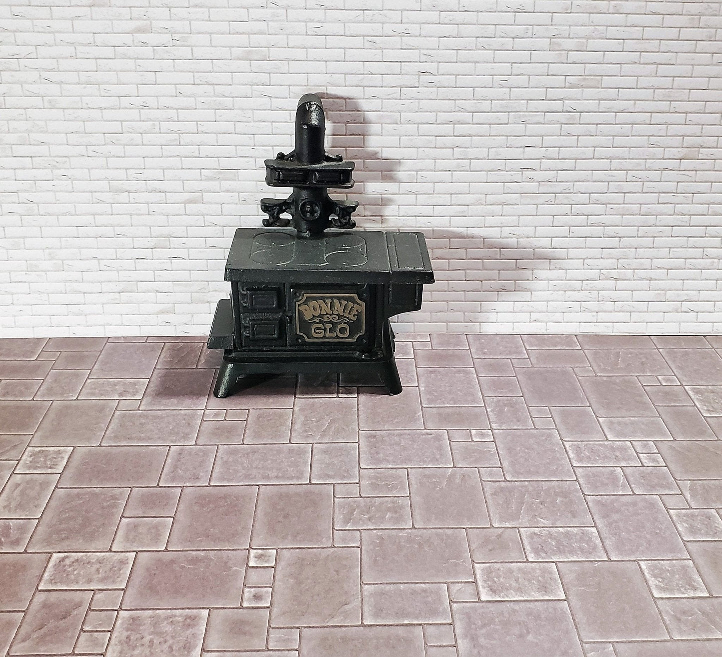 Dollhouse Miniature White Brick Weathered Aged Embossed Card 1:12 Scale Wallpaper - Miniature Crush