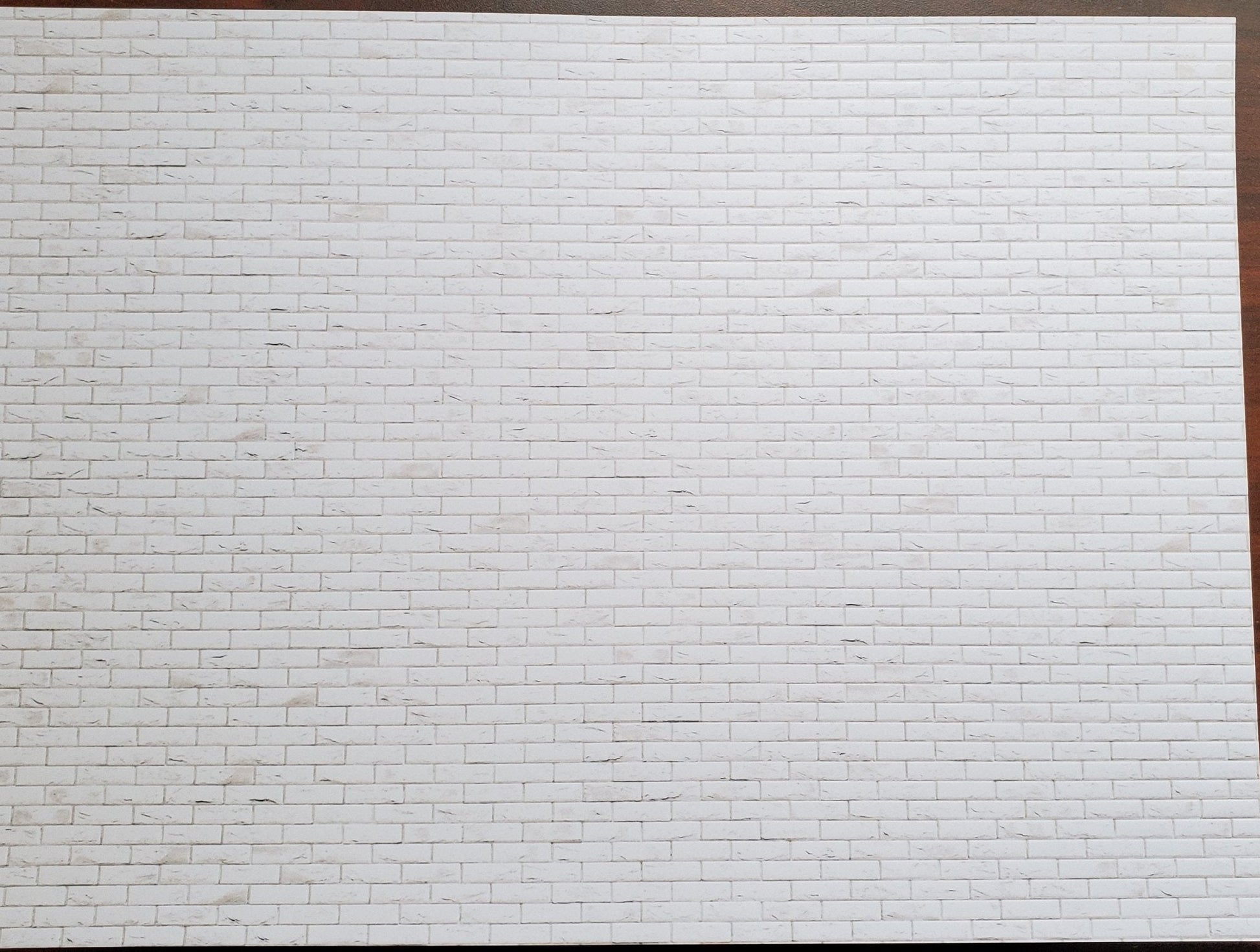 Dollhouse Miniature White Brick Weathered Aged Embossed Card 1:12 Scale Wallpaper - Miniature Crush