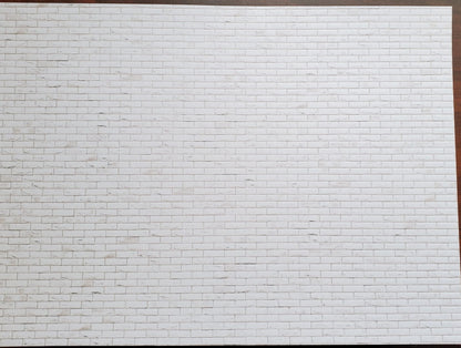 Dollhouse Miniature White Brick Weathered Aged Embossed Card 1:12 Scale Wallpaper - Miniature Crush
