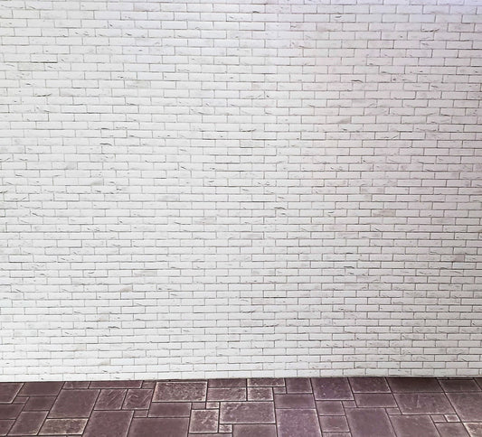 Dollhouse Miniature White Brick Weathered Aged Embossed Card 1:12 Scale Wallpaper - Miniature Crush