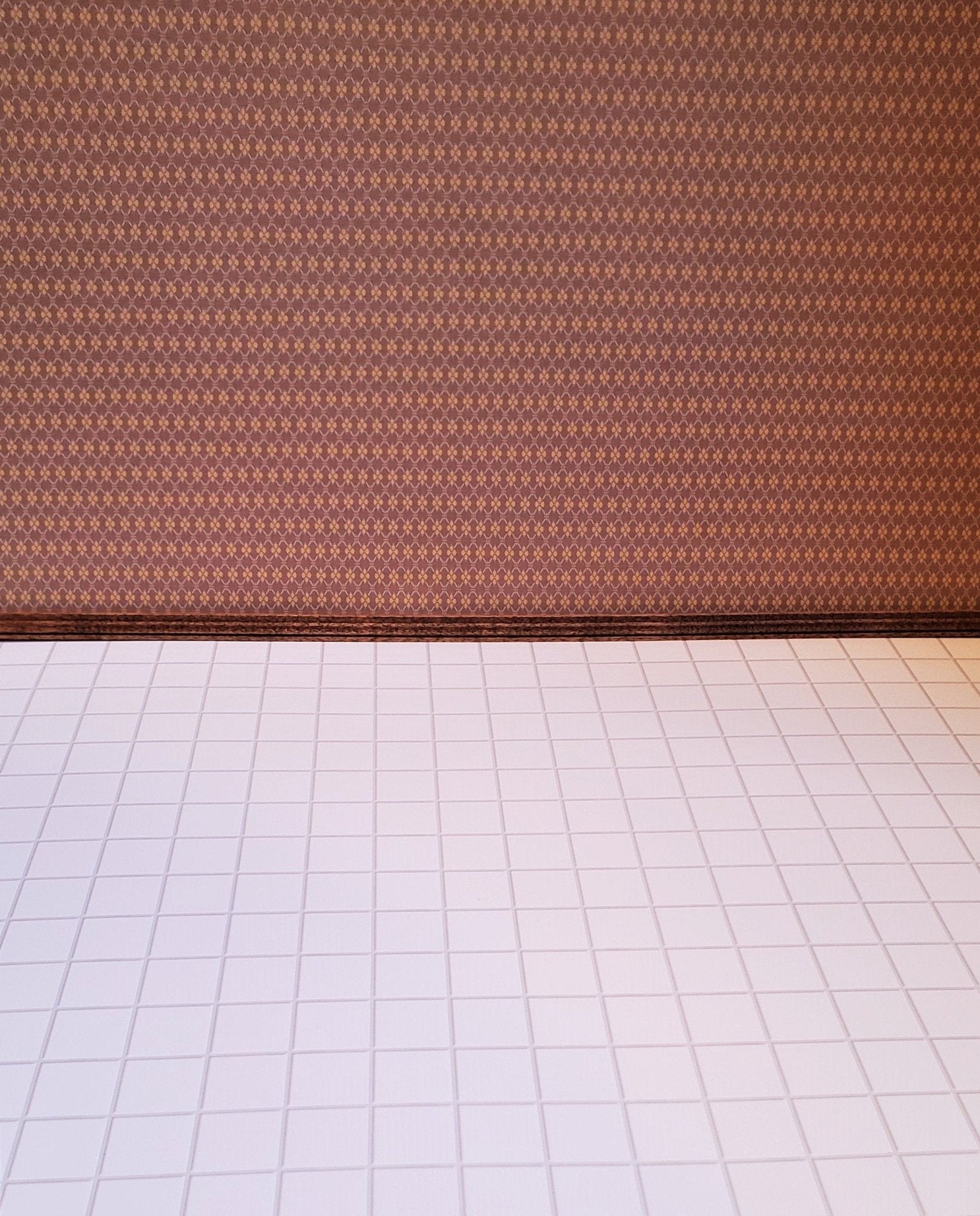 Dollhouse Miniature White Square Tile Embossed Glossy Card 1:12 Scale Light Grout - Miniature Crush