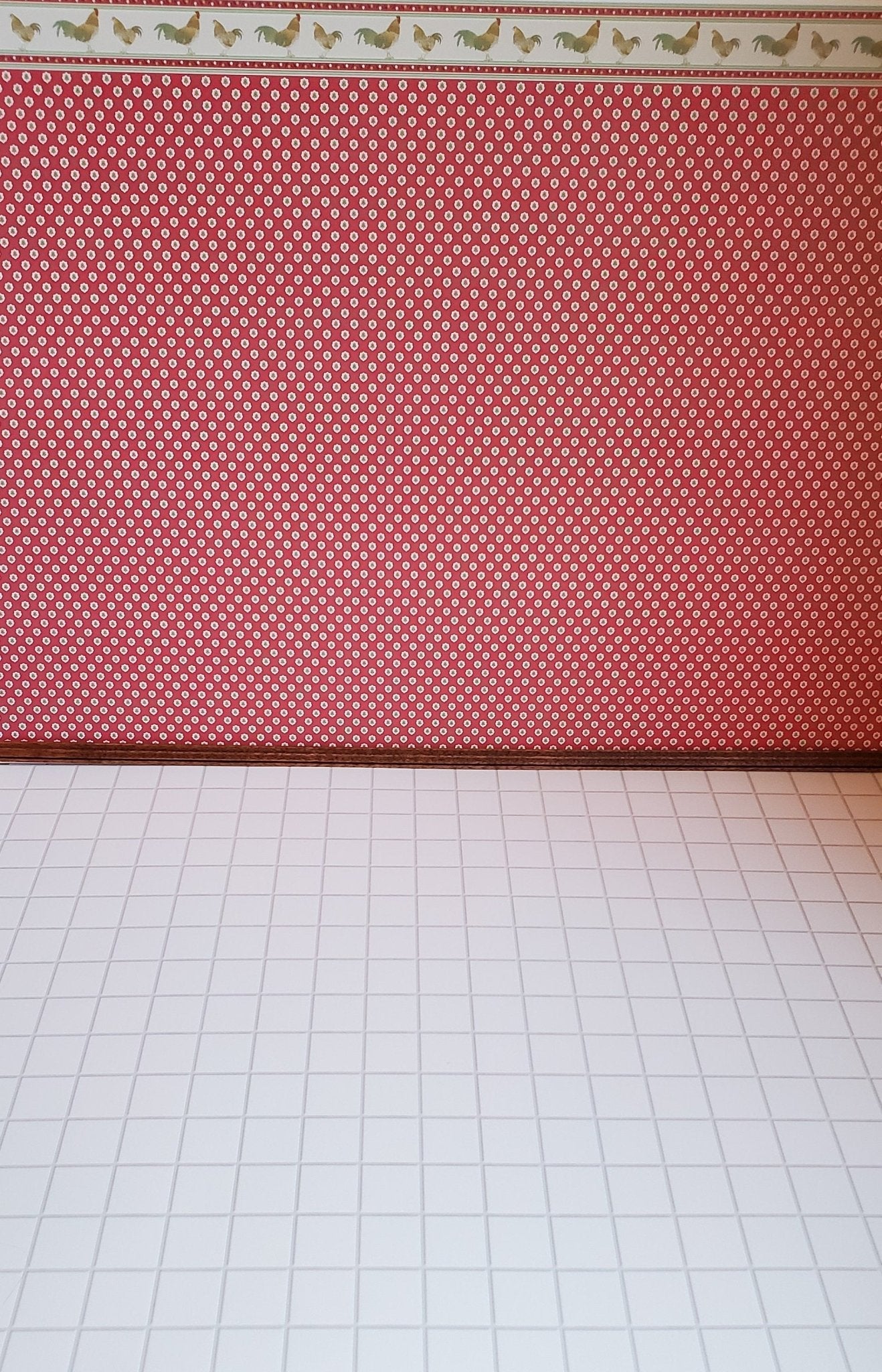 Dollhouse Miniature White Square Tile Embossed Glossy Card 1:12 Scale Light Grout - Miniature Crush