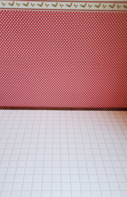 Dollhouse Miniature White Square Tile Embossed Glossy Card 1:12 Scale Light Grout - Miniature Crush