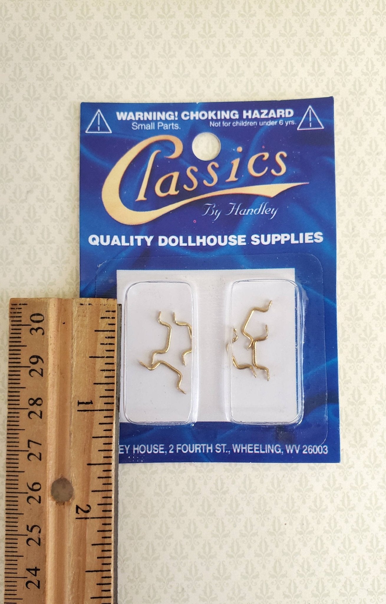 Dollhouse Miniature Window Handles or Drawer Pulls 6 Pieces 1:12 Scale Brass Gold - Miniature Crush