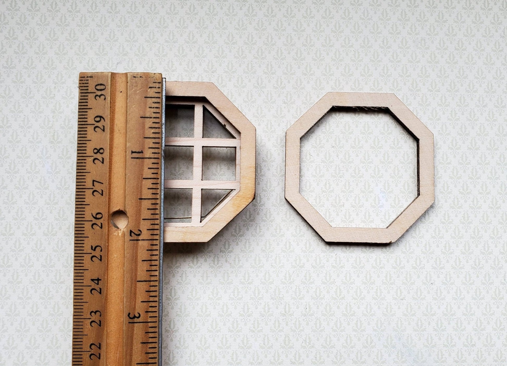 Dollhouse Miniature Window Octagon Small Wood with Acrylic 1:12 Scale - Miniature Crush