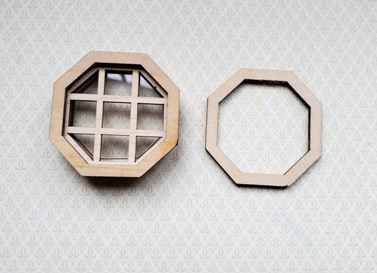 Dollhouse Miniature Window Octagon Small Wood with Acrylic 1:12 Scale - Miniature Crush