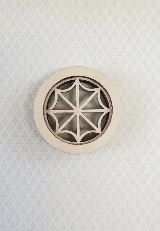 Dollhouse Miniature Window Round Circular Wood w/ Acrylic 1:12 Scale Spider Web - Miniature Crush