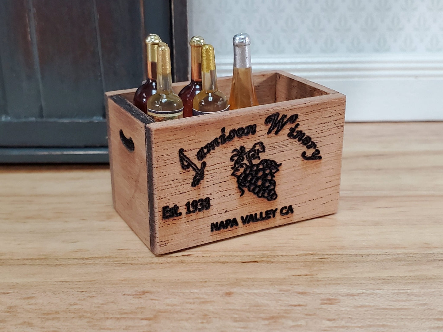 Dollhouse Miniature Wine Crate Jamison Winery Napa Valley Vintage Style 1:12 Scale Handmade - Miniature Crush