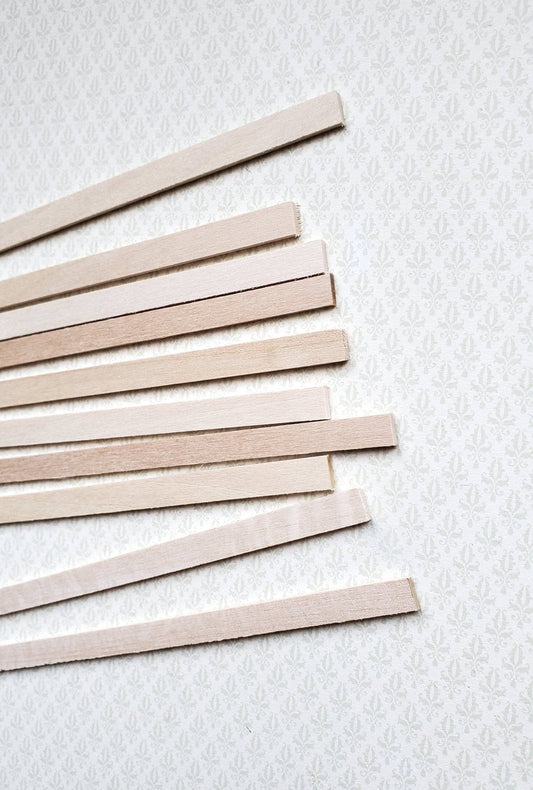 Dollhouse Miniature Wood Strips x10 Flooring 1/16 x 3/8 x 12" long Basswood 1:12 Scale - Miniature Crush