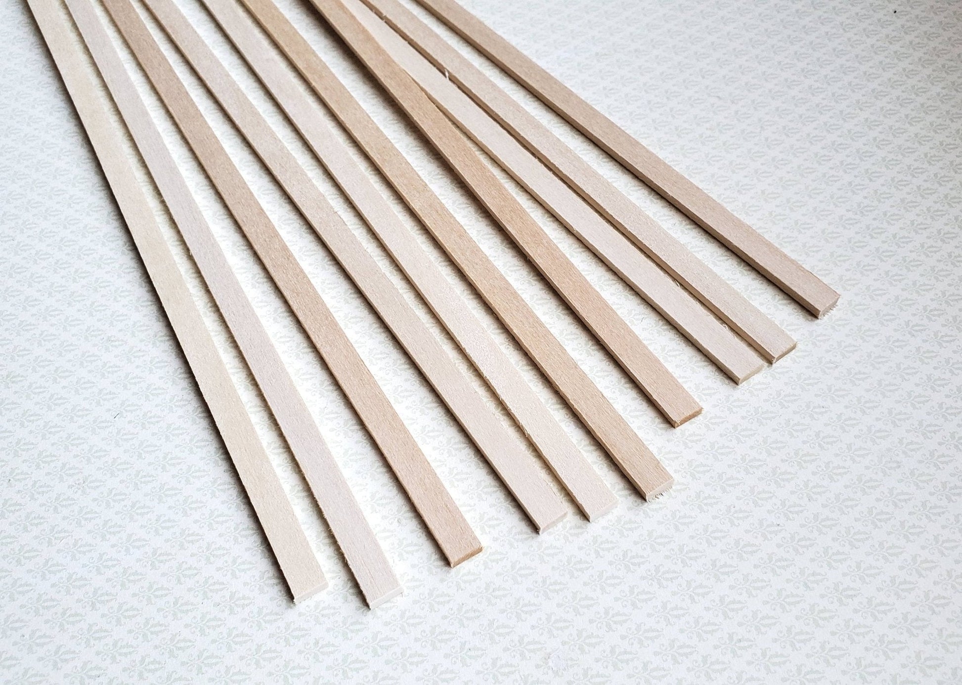 Dollhouse Miniature Wood Strips x10 Flooring 3/32 x 1/4 x 12" long Basswood 1:12 Scale - Miniature Crush