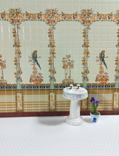 Dollhouse Miniature Yellow Parrot Wall Tiles Embossed 1:12 Scale by World Model - Miniature Crush
