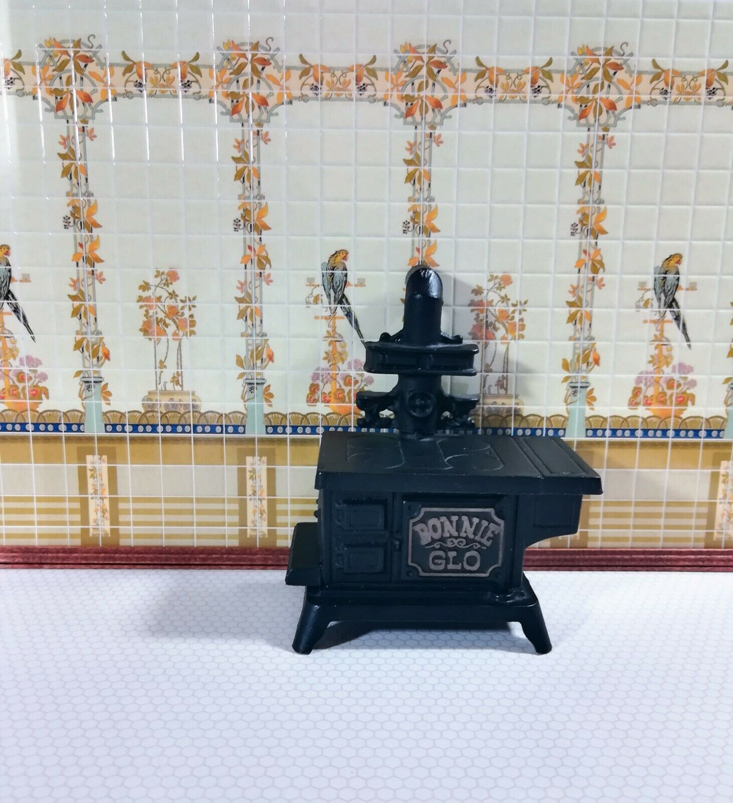 Dollhouse Miniature Yellow Parrot Wall Tiles Embossed 1:12 Scale by World Model - Miniature Crush
