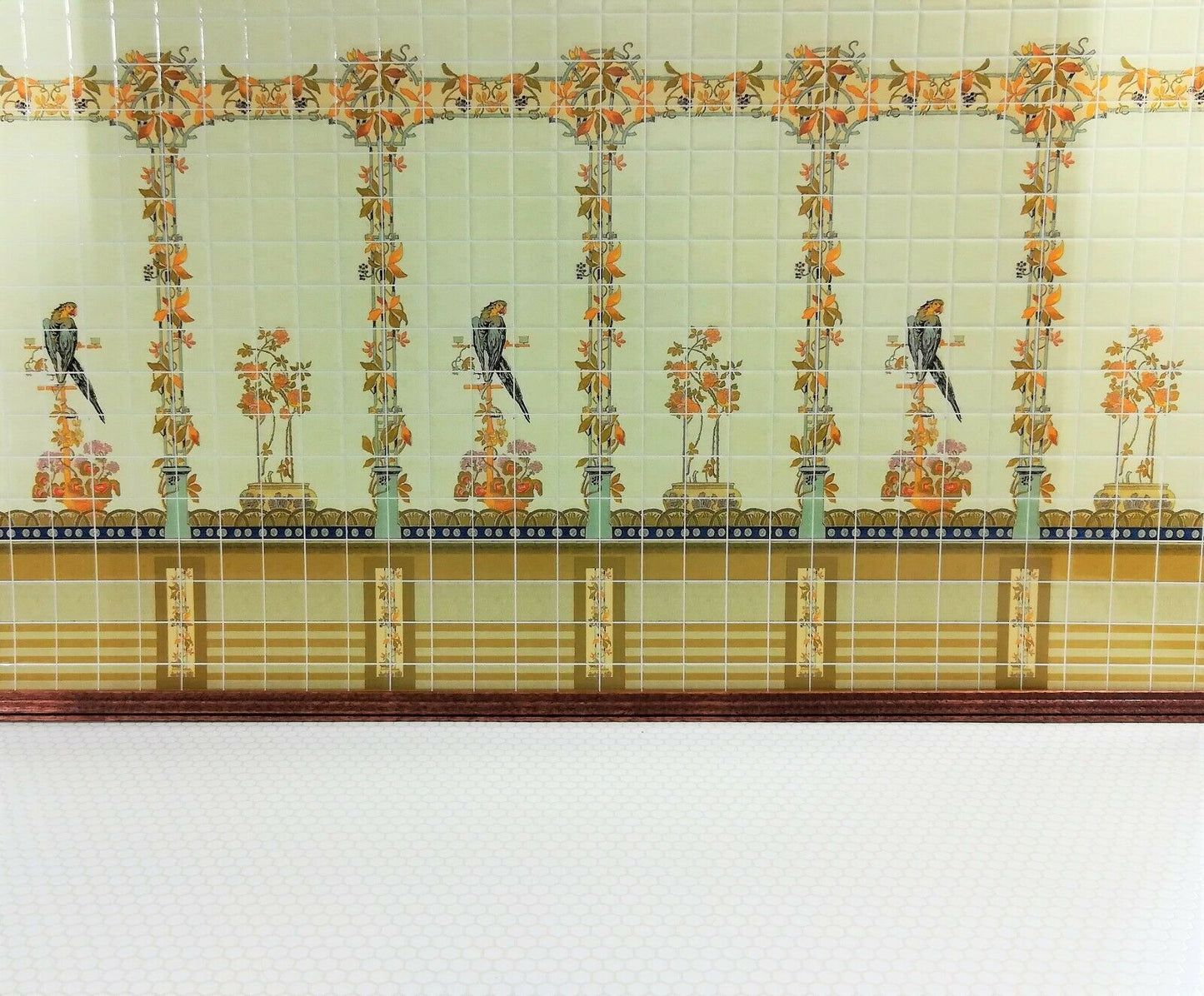 Dollhouse Miniature Yellow Parrot Wall Tiles Embossed 1:12 Scale by World Model - Miniature Crush