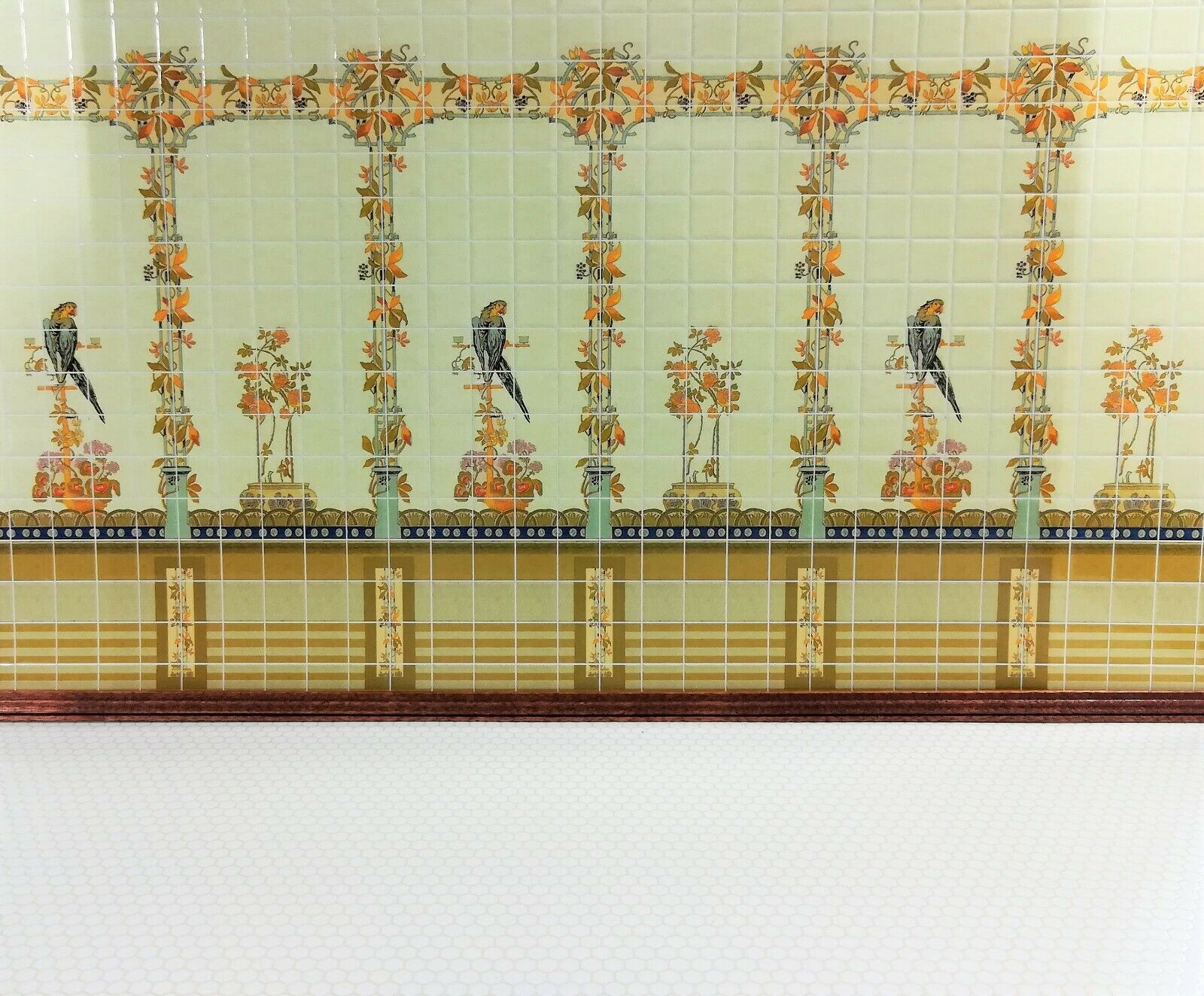 Dollhouse Miniature Yellow Parrot Wall Tiles Embossed 1:12 Scale by World Model - Miniature Crush