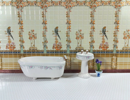 Dollhouse Miniature Yellow Parrot Wall Tiles Embossed 1:12 Scale by World Model - Miniature Crush