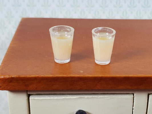 Dollhouse Miniatures Oat Milk 2 Filled Cups Small Glasses 1:12 Scale Food Decor - Miniature Crush