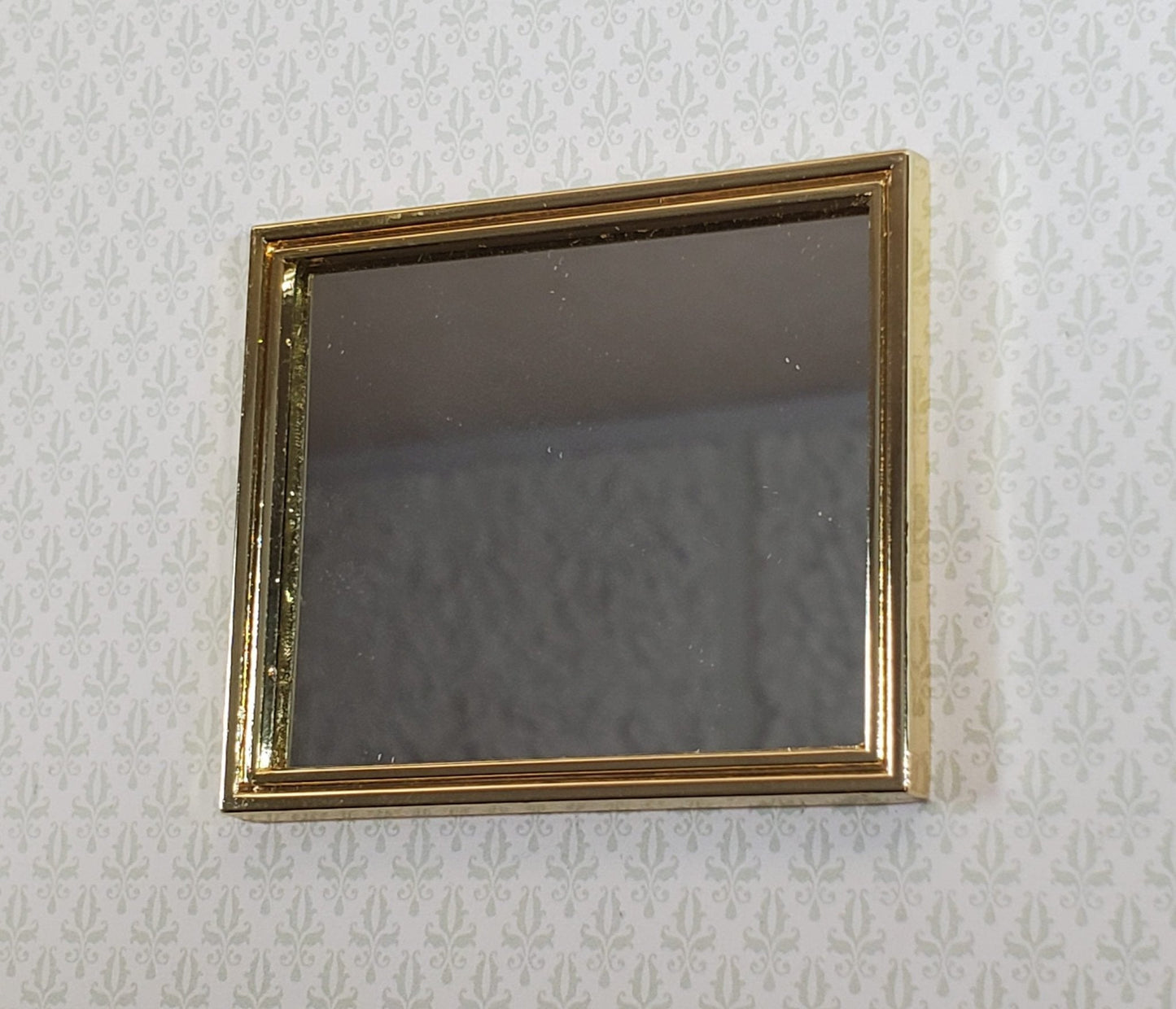Dollhouse Mirror Slim Gold Metal Frame 1:12 Scale Miniature - Miniature Crush
