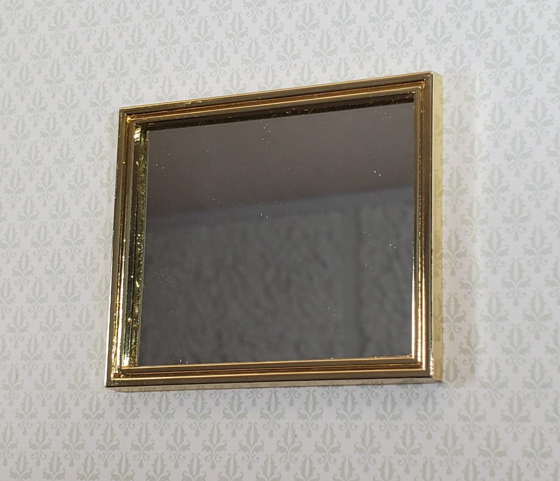 Dollhouse Mirror Slim Gold Metal Frame 1:12 Scale Miniature - Miniature Crush