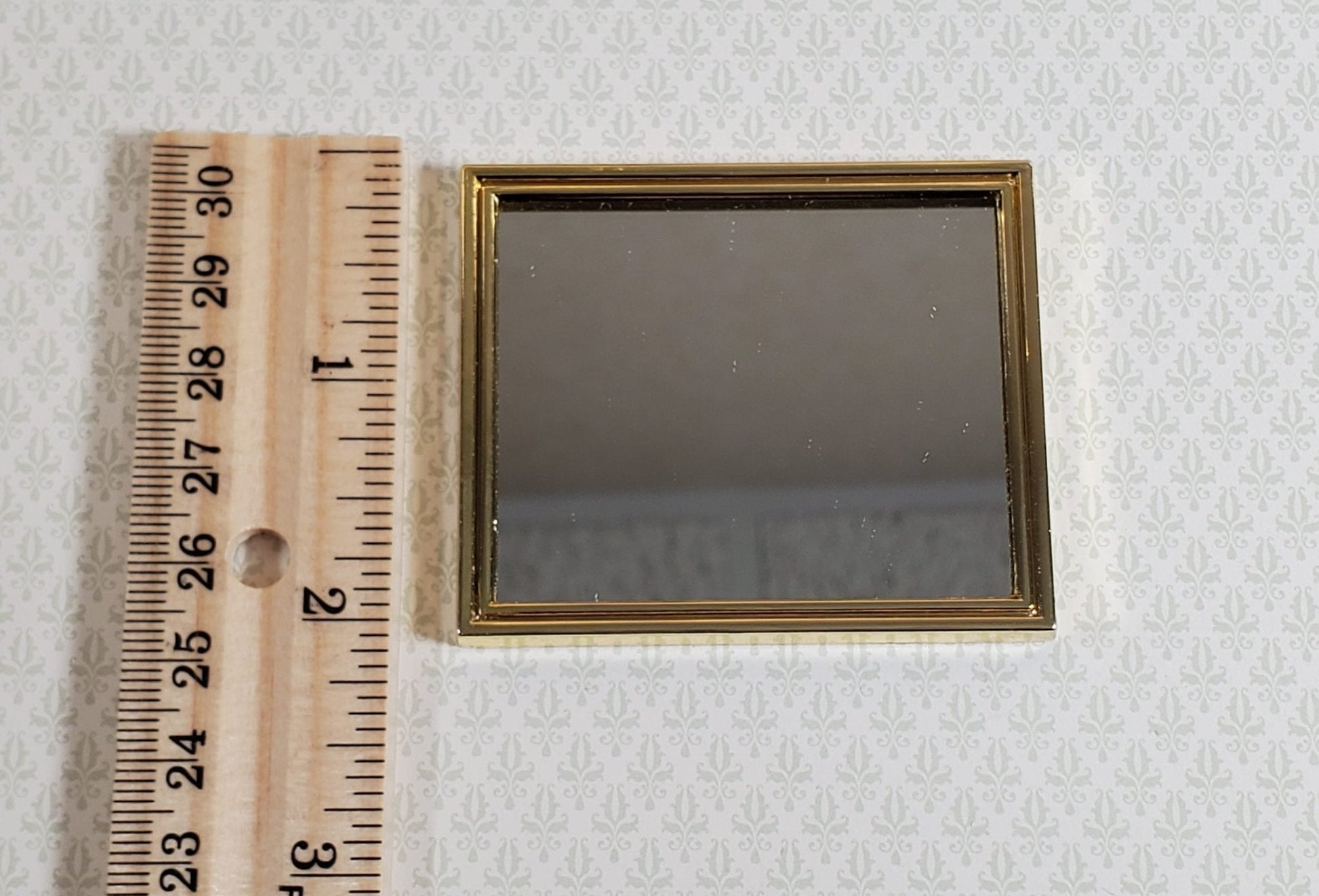 Dollhouse Mirror Slim Gold Metal Frame 1:12 Scale Miniature - Miniature Crush