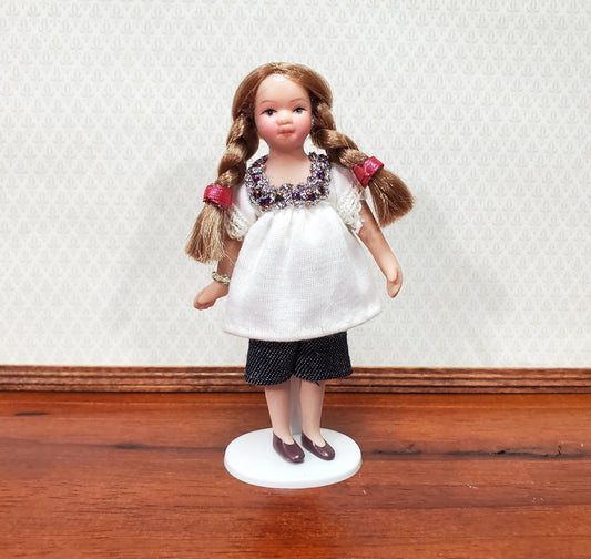 Dollhouse Modern Girl Doll Braids Porcelain Poseable 1:12 Scale Miniature - Miniature Crush