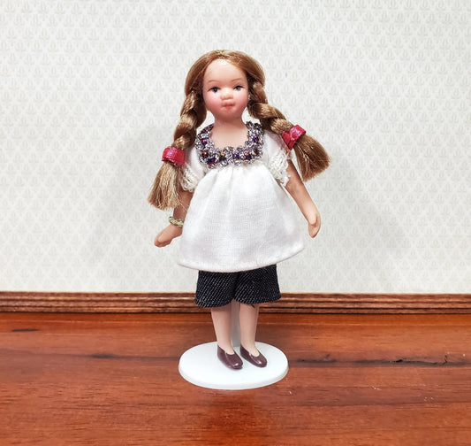 Dollhouse Modern Girl Doll Braids Porcelain Poseable 1:12 Scale Miniature - Miniature Crush