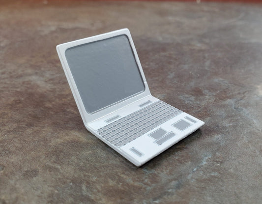 Dollhouse Modern Laptop Computer White Metal 1:12 Scale Miniature Accessory - Miniature Crush