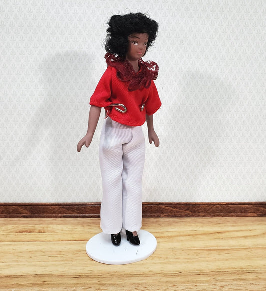 Dollhouse Modern Woman Black Brown Doll Mom Mother 1:12 Scale Miniatures - Miniature Crush