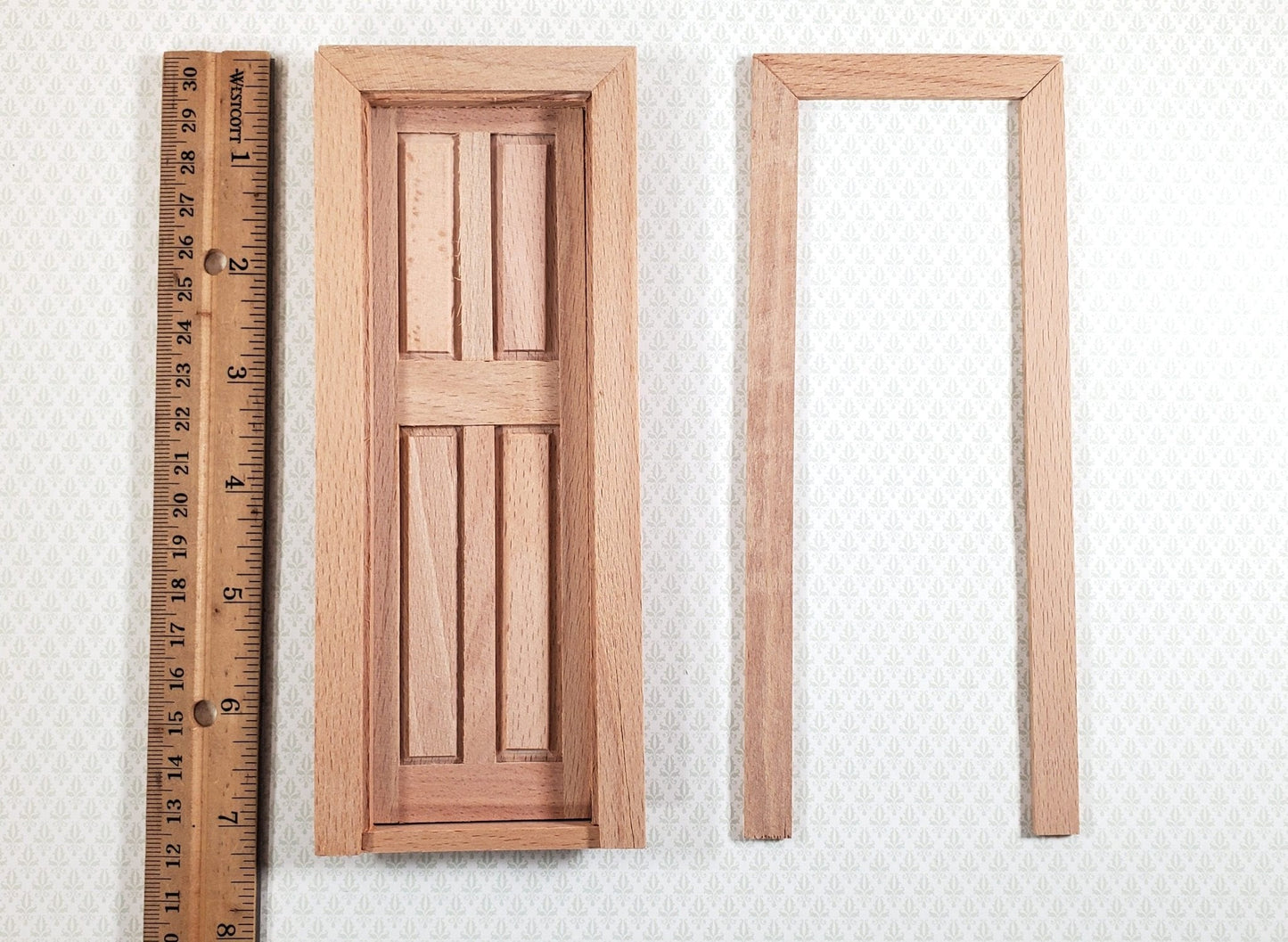 Dollhouse Narrow Door 4 Panel Interior or Exterior 1:12 Scale Wood CLA70133 - Miniature Crush