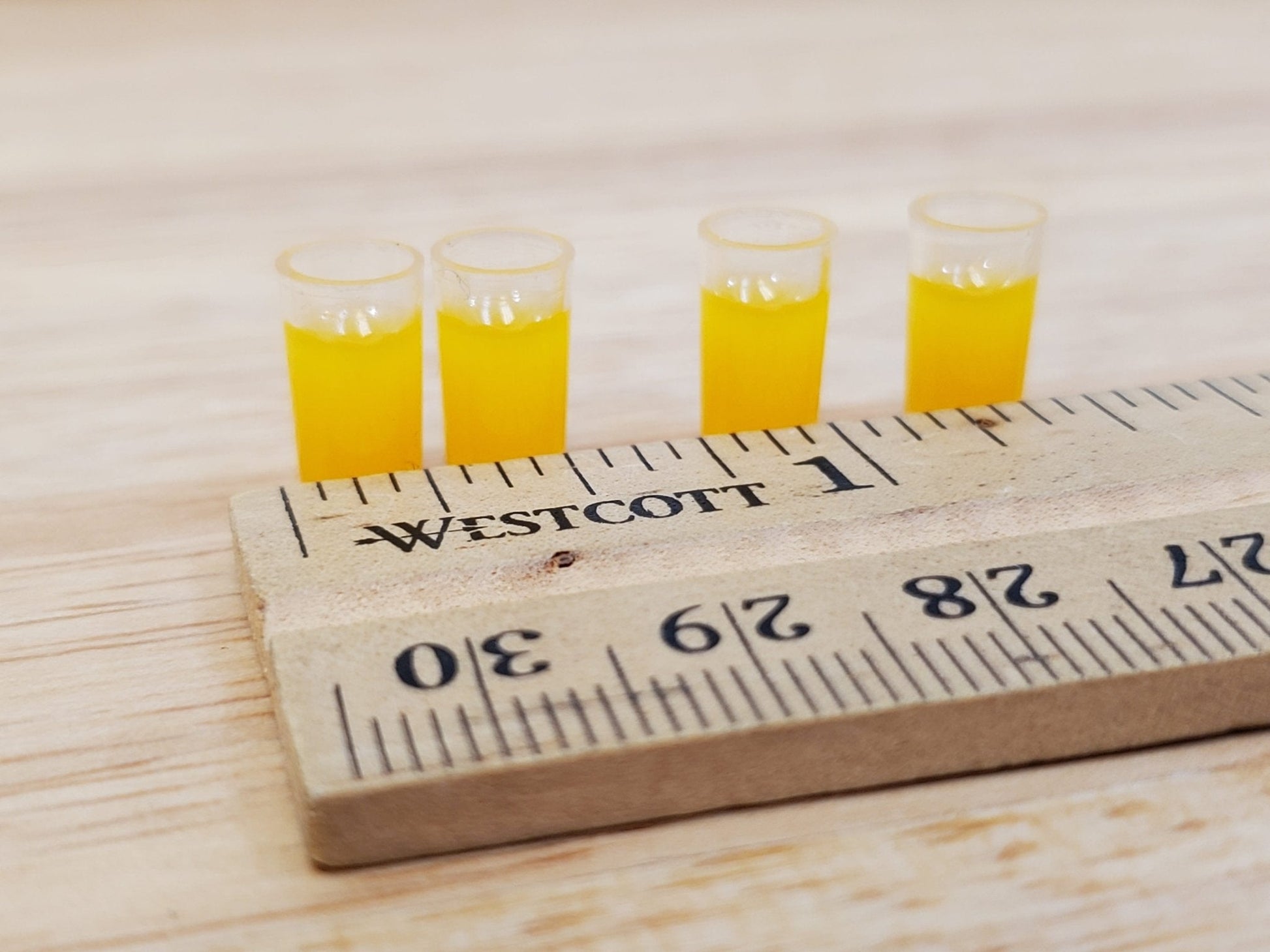 Dollhouse Orange Juice OJ 4 Filled Glassed 1:12 Scale Miniature Food Kitchen - Miniature Crush