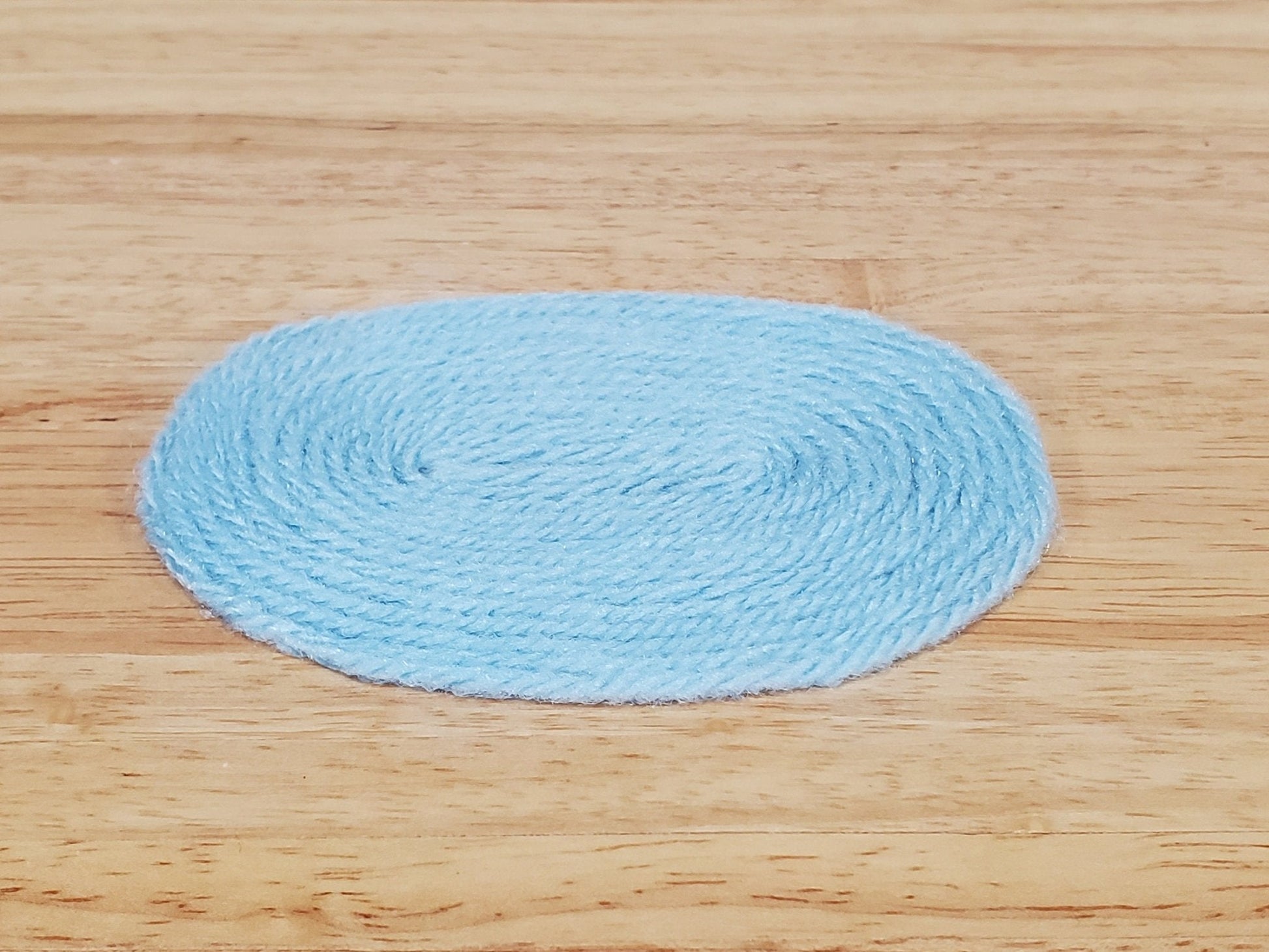 Dollhouse Oval Rug Blue Yarn Small 1:12 Scale Miniature Nursery - Miniature Crush