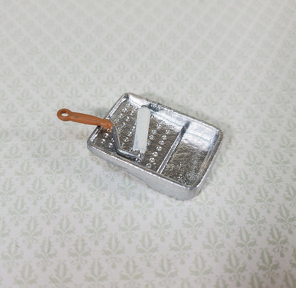 Dollhouse Paint Roller & Painting Pan 1:12 Scale Miniature Painted Metal - Miniature Crush