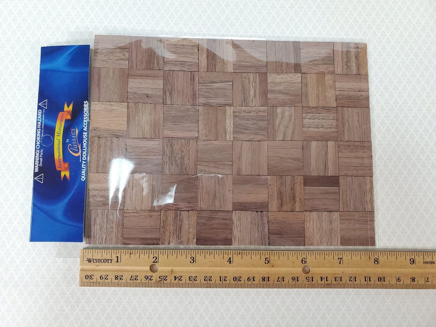 Dollhouse Parquet Real Wood Flooring by Handley House 1:12 Scale Miniature 8" x 6" - Miniature Crush