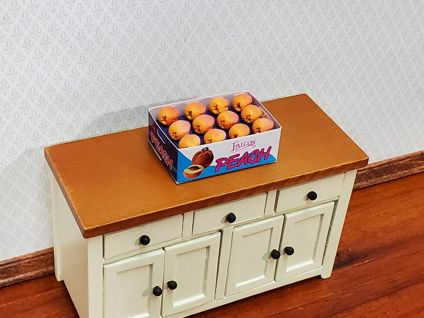 Dollhouse Peaches Case Box 1:12 Scale Miniature Kitchen Food by Falcon Miniatures - Miniature Crush