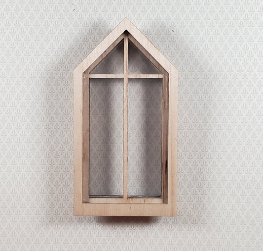 Dollhouse Peaked Window 45 Degrees Wood Acrylic 1:12 Scale Miniature by Alessio - Miniature Crush