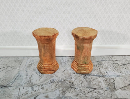 Dollhouse Pedestal x2 for Plants Ferns Decoration Aged Tan 1:12 Scale Miniature Garden A4001AG - Miniature Crush
