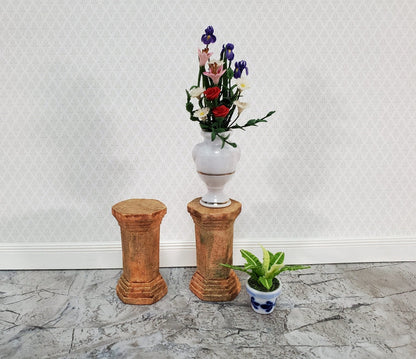Dollhouse Pedestal x2 for Plants Ferns Decoration Aged Tan 1:12 Scale Miniature Garden A4001AG - Miniature Crush
