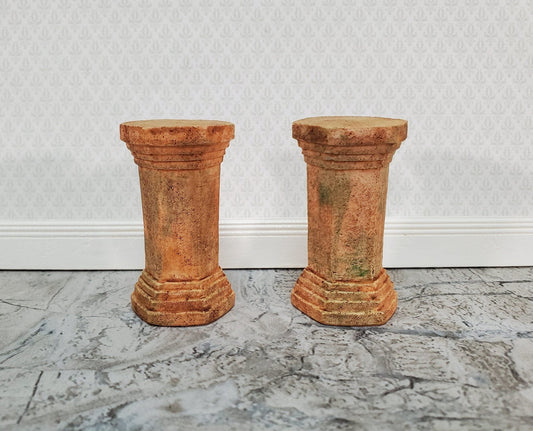 Dollhouse Pedestal x2 for Plants Ferns Decoration Aged Tan 1:12 Scale Miniature Garden A4001AG - Miniature Crush
