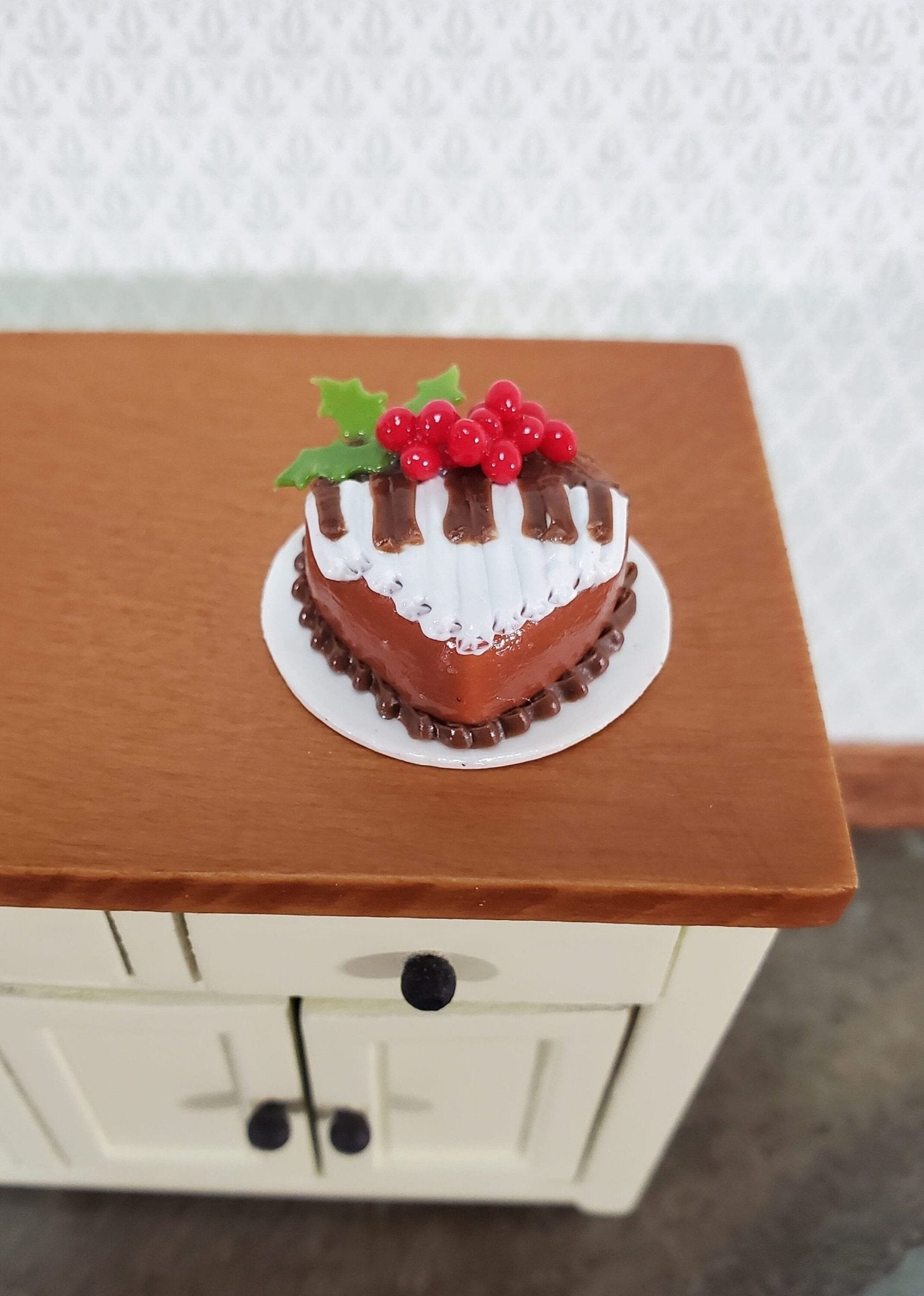 Dollhouse Piano Cake Chocolate Heart Shaped 1:12 Scale Miniature Dessert Food - Miniature Crush