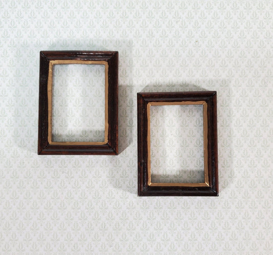 Dollhouse Picture Frames x2 Small Wood with Gold Accent 1:12 Scale Miniature D1956 - Miniature Crush