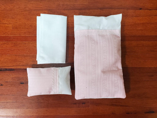 Dollhouse Pink Bedding Set Twin Single Size Pillow Sheet Comforter 1:12 Scale Miniature - Miniature Crush