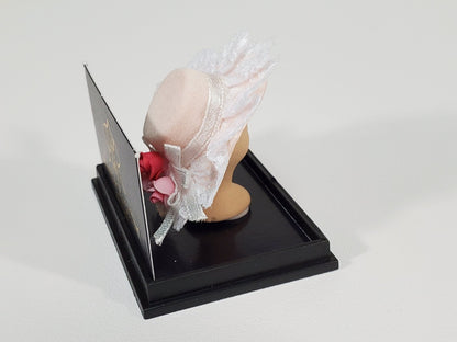 Dollhouse Pink Hat on Hat Stand Mannequin Head by Reutter 1:12 Scale Miniature Accessories - Miniature Crush