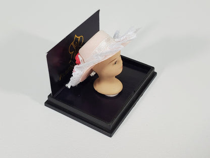 Dollhouse Pink Hat on Hat Stand Mannequin Head by Reutter 1:12 Scale Miniature Accessories - Miniature Crush