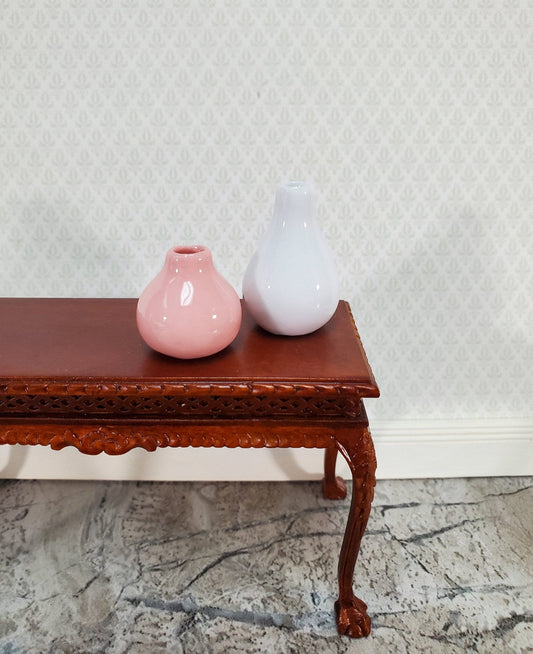 Dollhouse Pink & White Vases Ceramic LARGE Miniature Use in 1:12 or 1/6 Scale - Miniature Crush