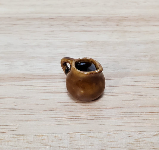Dollhouse Pitcher Brown Ceramic with Handle 1:12 Scale Miniature Kitchen - Miniature Crush